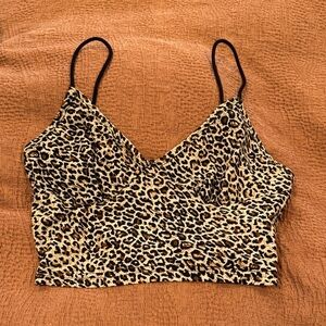 SHEIN Leopard Print Cami Crop Top in Tan and Black